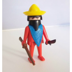 PLAYMOBIL (B4139) WESTERN - Bandit Mexicain Rouge Set Vintage 3407 (abimé)