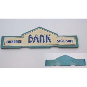 PLAYMOBIL (B33c44) WESTERN - Enseigne Bleu Banque 3422 Jaunie - Abimé