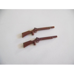 PLAYMOBIL (B2159) WESTERN SOLDATS - Lot de 2 Fusils Marron Clair Canon Court