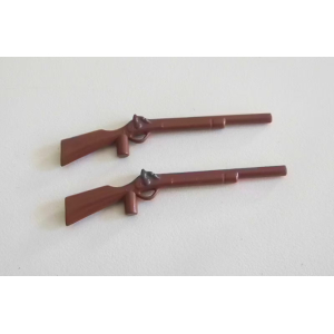 PLAYMOBIL (B2155) WESTERN SOLDATS - Lot de 2 Fusils Marron Clair Canon Long