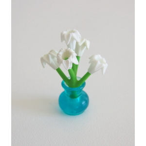 PLAYMOBIL (J171) EPOQUE 1900 - Fleurs Blanches dans Vase Transparent Bleu 5343