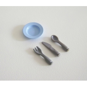 PLAYMOBIL (J105) EPOQUE 1900 - Assiette Bleue & Couverts pour Patio 5326