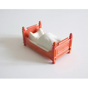 PLAYMOBIL (J2120) EPOQUE 1900 - Lit Orange Couverture Blanche Chambre Parents