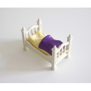 PLAYMOBIL (J2116) EPOQUE 1900 - Lit Enfant Blanc Couverture Violet Chambre 4145
