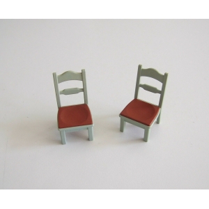 PLAYMOBIL (J2c09) EPOQUE 1900 - Lot 2 Chaises Bleu & Marron Cuisine 5322 Jaunies