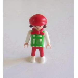 PLAYMOBIL (J347) EPOQUE 1900 - Petite Fille Verte & Rouge avec Casquette