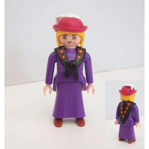 PLAYMOBIL (J396) EPOQUE 1900 - Femme Dame Violet & Chapeau Rose Etal Marché 5341