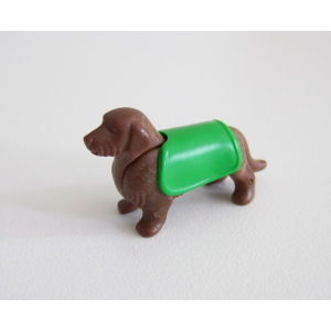 PLAYMOBIL (J333) EPOQUE 1900 - Teckel Marron avec Couverture Verte pour Chien