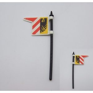 PLAYMOBIL (L3121) MOYEN-AGE - Drapeau Vintage Mat Noir Tour Château 3450 Abimé