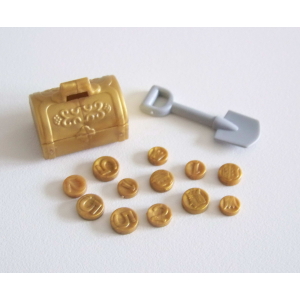 PLAYMOBIL (A2267) PIRATES - Coffre Trésor Doré avec 12 Pièces d'Or & Pelle 4156