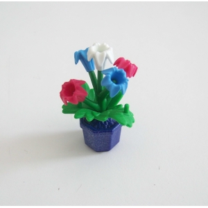 PLAYMOBIL (R615) MAISON MODERNE - 5 Fleurs Couleurs Différentes dans Pot Bleu