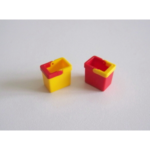PLAYMOBIL (R641) MAISON MODERNE - Lot de 2 Poubelles Rouge & Jaune Cuisine 4283