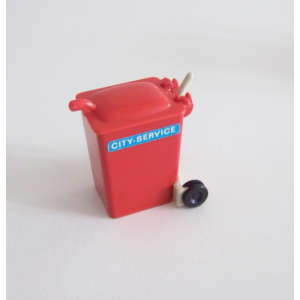 PLAYMOBIL (R5117) EBOUEURS - Poubelle Rouge avec Chariot Transport Gris 3470