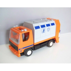 PLAYMOBIL (R5129) EBOUEURS - Camion Poubelle Orange & Gris City Service 4418
