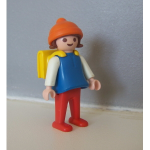 PLAYMOBIL (R454) ECOLE - Fille Bleu & Rouge Ecolière avec Cartable Jaune 3522
