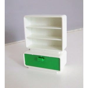 PLAYMOBIL (R427) GARDERIE - Armoire Etagère Verte & Blanche 3417 Vintage