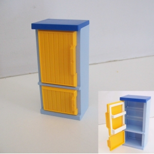 PLAYMOBIL (R2182) MAISON MODERNE - Réfrigérateur Bleu & Orange Cuisine 5167