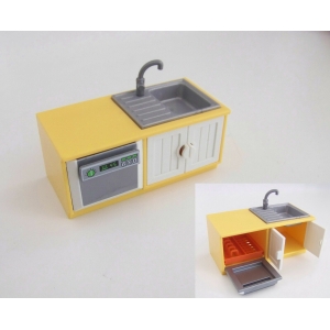 PLAYMOBIL (R2153) MAISON MODERNE -Meuble Jaune Combiné Lave Vaisselle Evier 5336