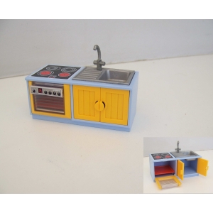 PLAYMOBIL (R2195) MAISON MODERNE - Meuble Bleu Combiné Lave Vaisselle Evier 5167