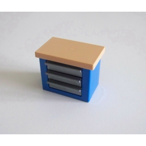 PLAYMOBIL (R236) MAISON MODERNE - Meuble Bleu Tiroirs Gris Bureau 4289