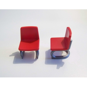 PLAYMOBIL (R222) MAISON MODERNE - Lot de 2 Chaises de Bureau Rouge