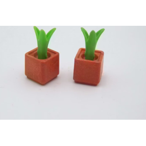 PLAYMOBIL (R11180) COMMERCE - Lot 2 Pots Orange Pousse Clair Magasin 4480 4481