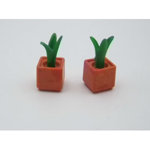 PLAYMOBIL (R11179) COMMERCE - Lot 2 Pots Orange Pousse Foncé Magasin 4480