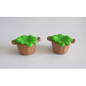 PLAYMOBIL (T1212) FERME & EQUESTRE - Lot de 2 Paniers Foin Herbe Verte Animaux