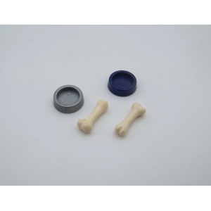 PLAYMOBIL (T1230) FERME - Lot de 2 Gamelles Grise & Bleu avec Os pour Chiens