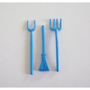 PLAYMOBIL (T1240) FERME - Outils Fourches Binette Bâton Bleu Paysan Champs