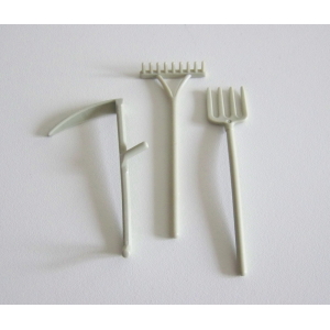 PLAYMOBIL (T1279) FERME - Outils Faux Rateau Fourche Gris pour Paysan Champs