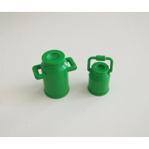 PLAYMOBIL (T1204) FERME - Lot Gros & Petit Bidons Lait Vert Complet 3007 3499