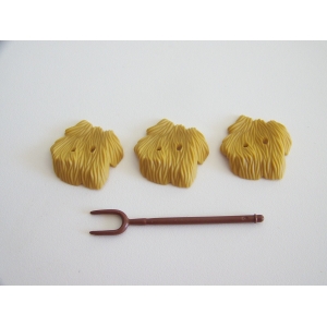 PLAYMOBIL (T1233) FERME & EQUESTRE - Lot de Foin Herbe Jaune & Fourche Marron
