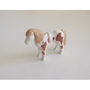 PLAYMOBIL (T3147) FERME & EQUESTRE - Poney Blanc Tacheté Marron avec Selle