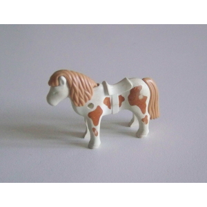 PLAYMOBIL (T31c07) FERME & CENTRE EQUESTRE - Poney Blanc Tacheté & Sellle Abimé