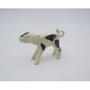 PLAYMOBIL (T3128) FERME - Veau Blanc Tacheté Noir Vintage Rare (abimé)