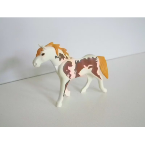 PLAYMOBIL (T3174) EQUESTRE - Cheval d'Equitation Blanc Tacheté Marron 5227 5624