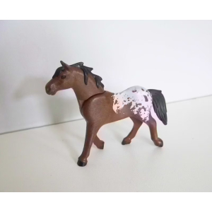 PLAYMOBIL (T3177) EQUESTRE - Cheval d'Equitation Marron Tacheté Blanc 5223 6931