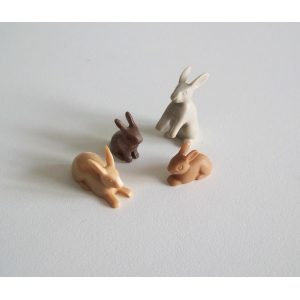 PLAYMOBIL (T3123) FERME - Lot de 4 Lapins Beige, Gris & Marron 3075