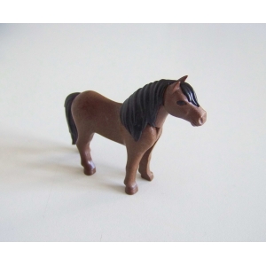 PLAYMOBIL (T3193) CENTRE EQUESTRE - Poney Marron Foncé Crinière Noir 5228 5624