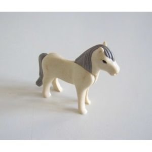 PLAYMOBIL (T31c11) CENTRE EQUESTRE - Poney Blanc Crinière Gris 5222 5457 Jauni