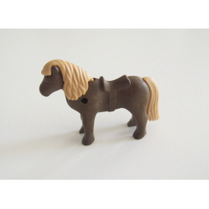 PLAYMOBIL (T3122) FERME & CENTRE EQUESTRE - Poney Marron Foncé 3714 3775