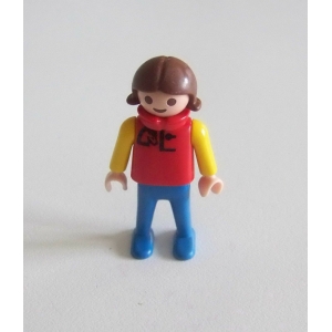 PLAYMOBIL (T3247) FERME - Petite Fille Cavalière Tenue Rouge & Bleu 3775