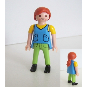 PLAYMOBIL (T3275) FERME - Fermière T-shirt Bleu & Jaune 4765