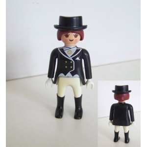 PLAYMOBIL (T3279) CENTRE EQUESTRE - Cavalière Tenue Noire Concours 5111 (Jaunie)