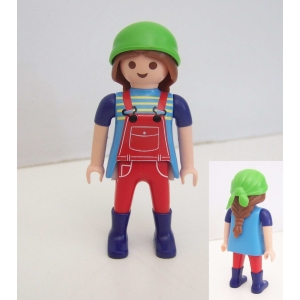 PLAYMOBIL (T3281) FERME - Fermière en Salopette de Travail Rouge 6133