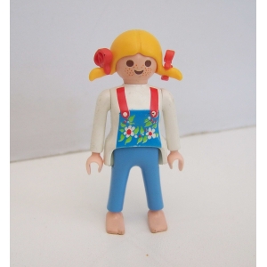 PLAYMOBIL (T3280) FERME - Fermière Jeune Femme Couettes & Salopette Oies 3825