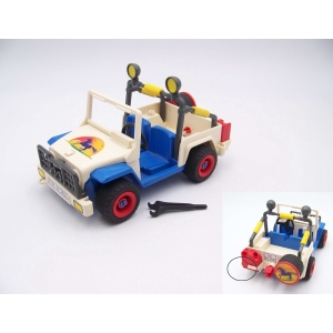PLAYMOBIL (T4107) CENTRE EQUESTRE - Jeep Blanche & Bleu Transport 3851  (cassée)