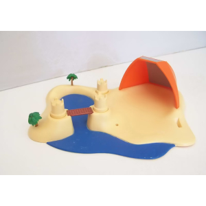 PLAYMOBIL (Z1141) PLAGE - Plaque Sable avec Tours & Palmiers Mer Plage 4149