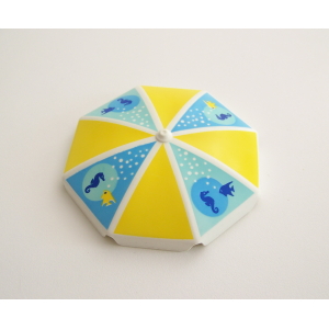 PLAYMOBIL (Z154) MER - Parasol Jaune & Bleu Motifs Poisson & Hippocampe 3664